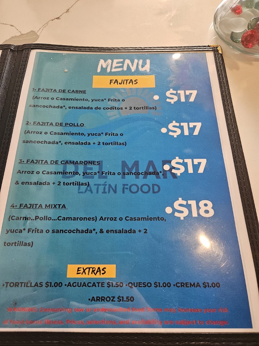 DEL MAR LATIN menu board