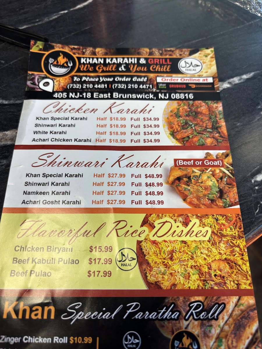 Zinger Halal Express menu board
