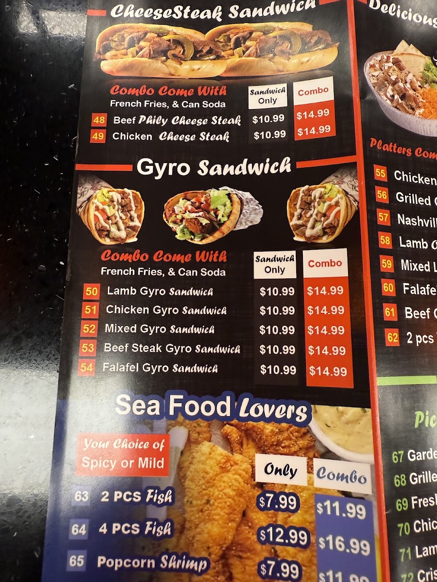 Zinger Halal Express menu board