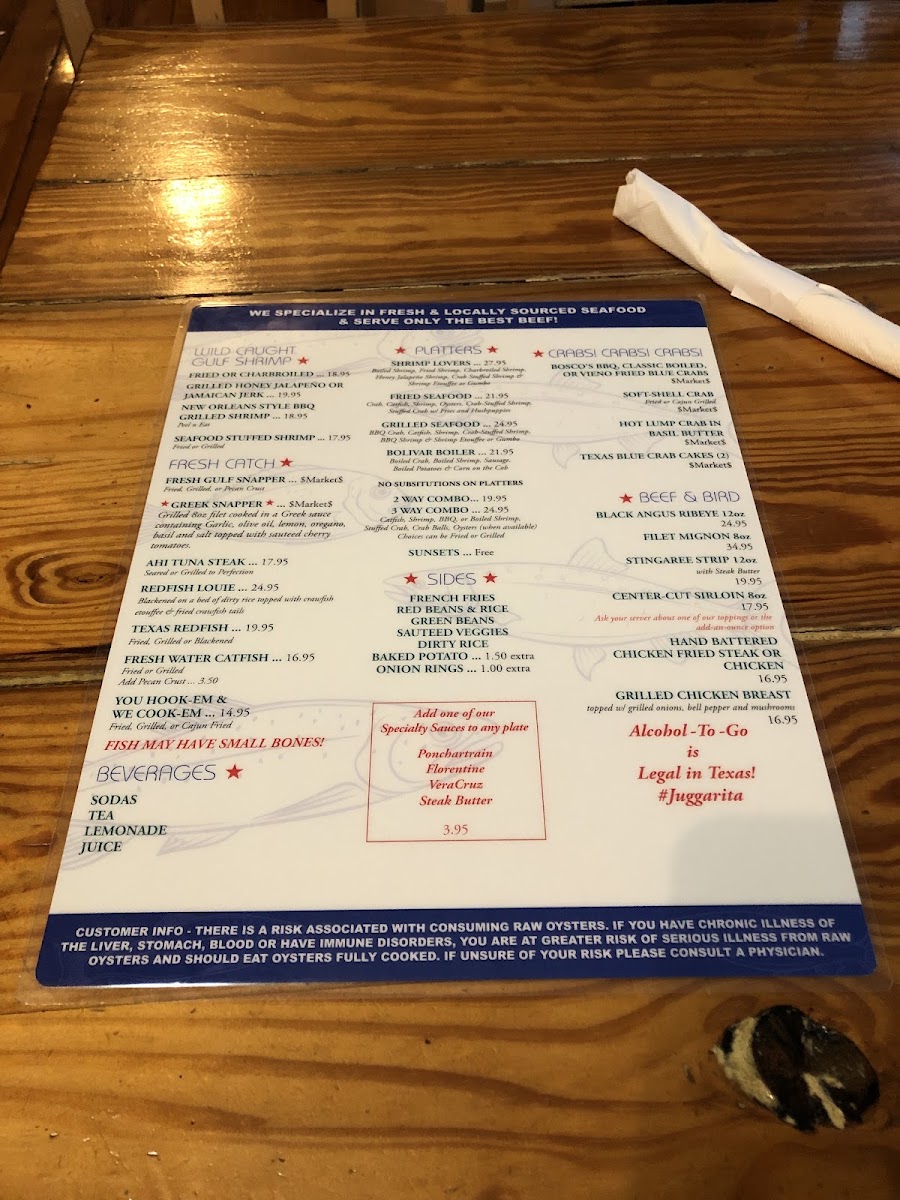 Down Under Cafe menu board