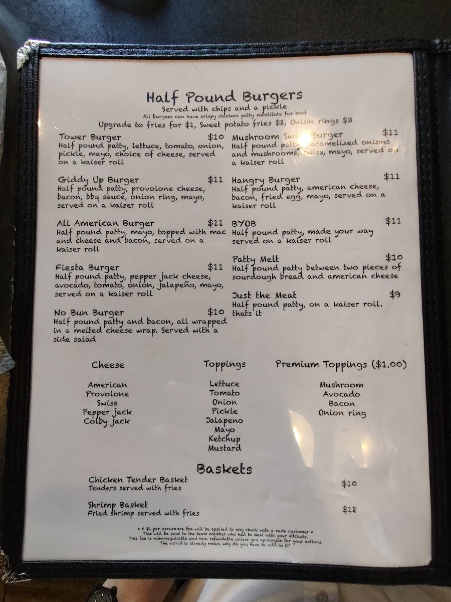 Tower Cafe menu board