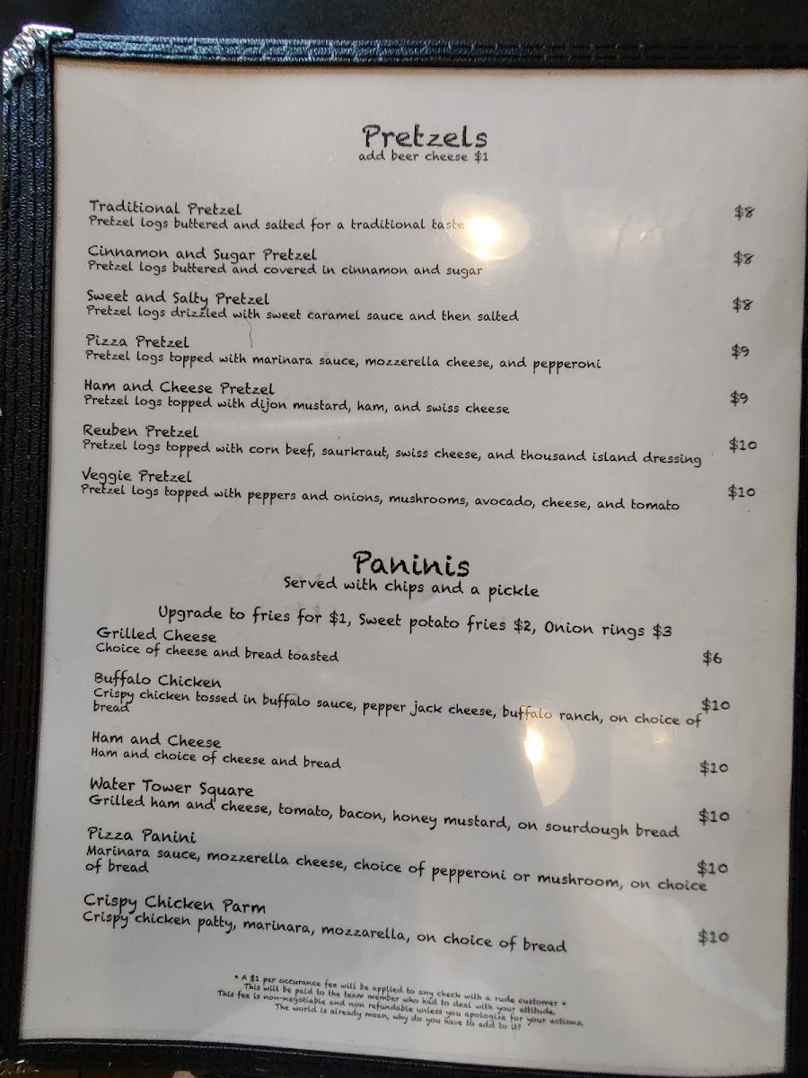 Tower Cafe menu board