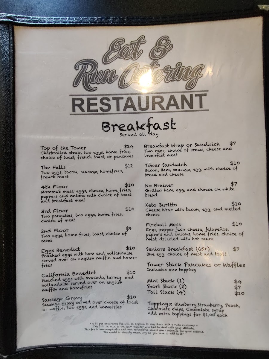 Tower Cafe menu board