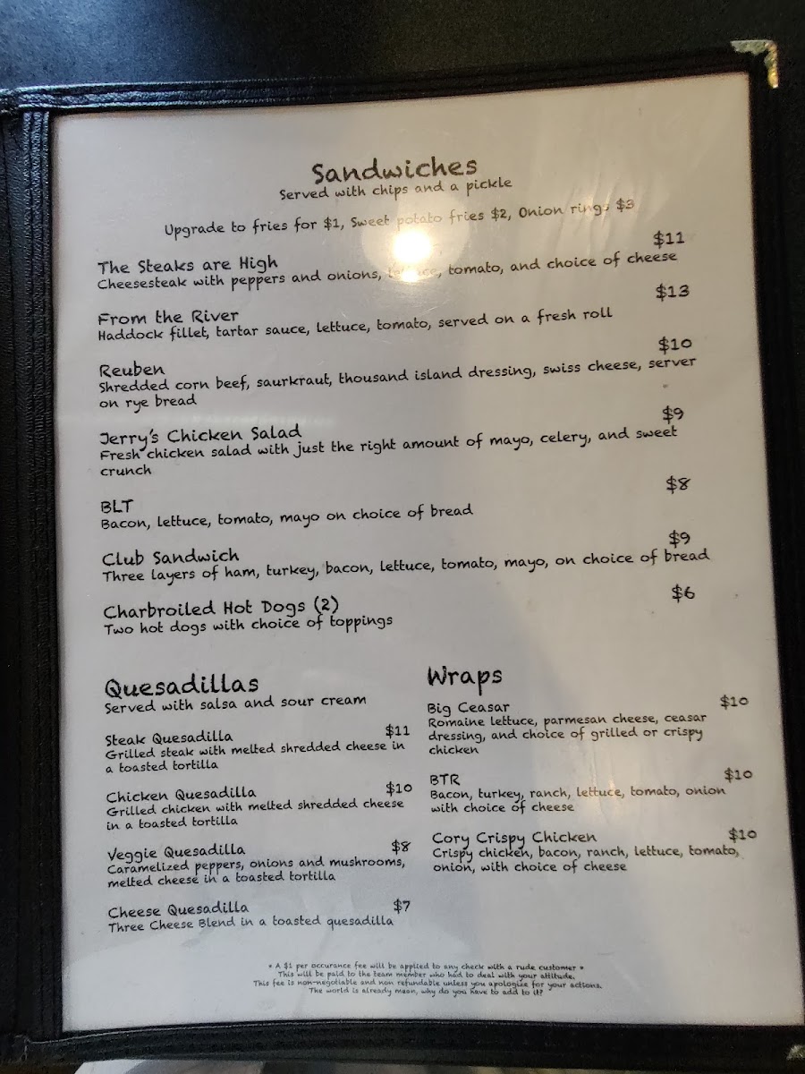 Tower Cafe menu board