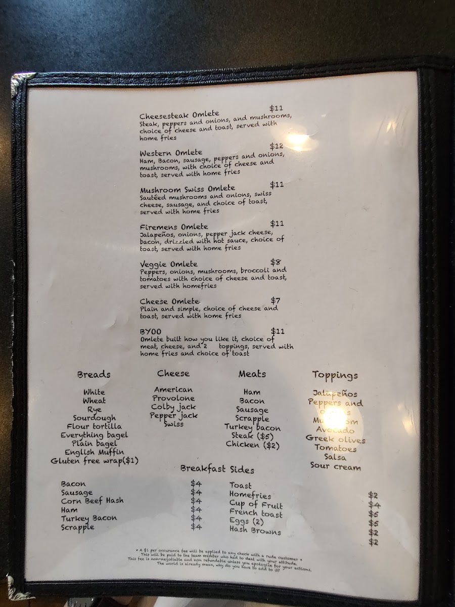 Tower Cafe menu board
