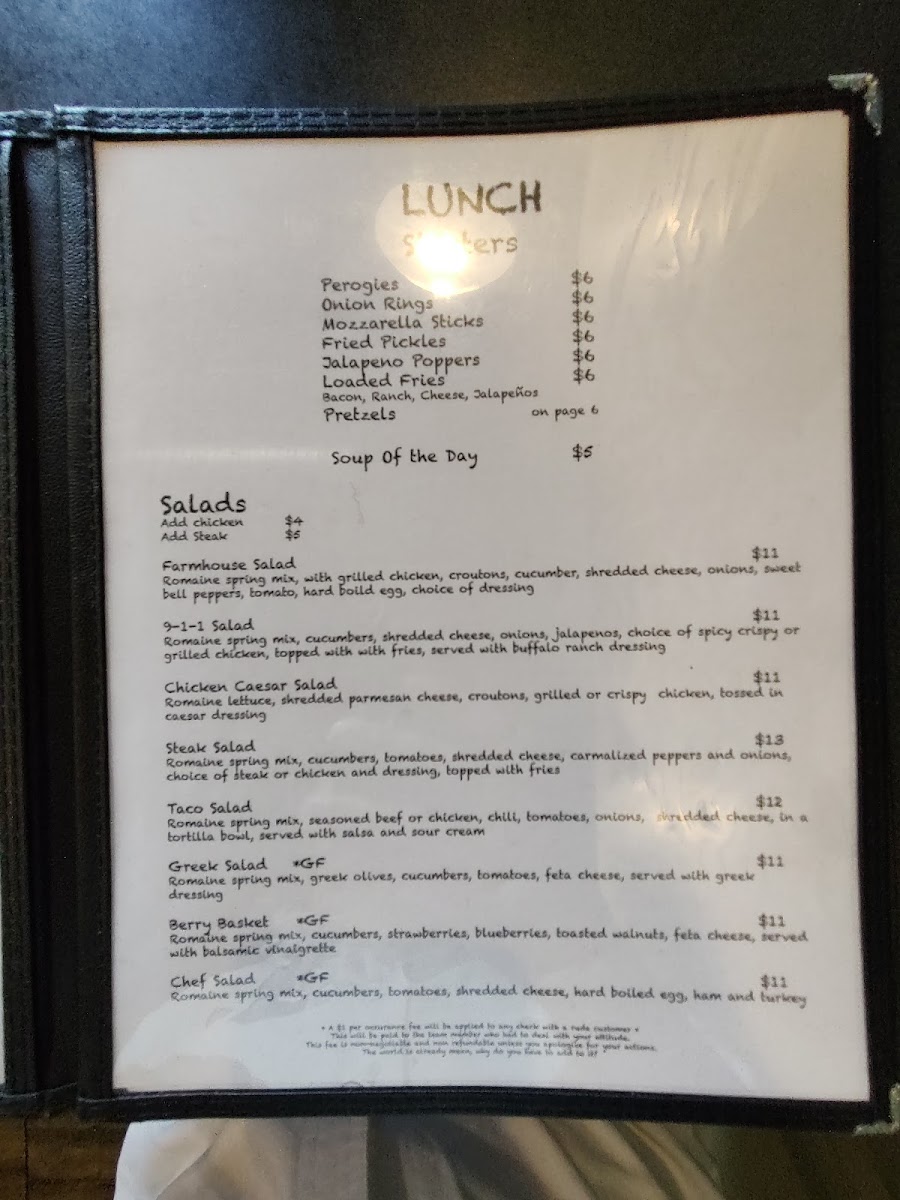 Tower Cafe menu board