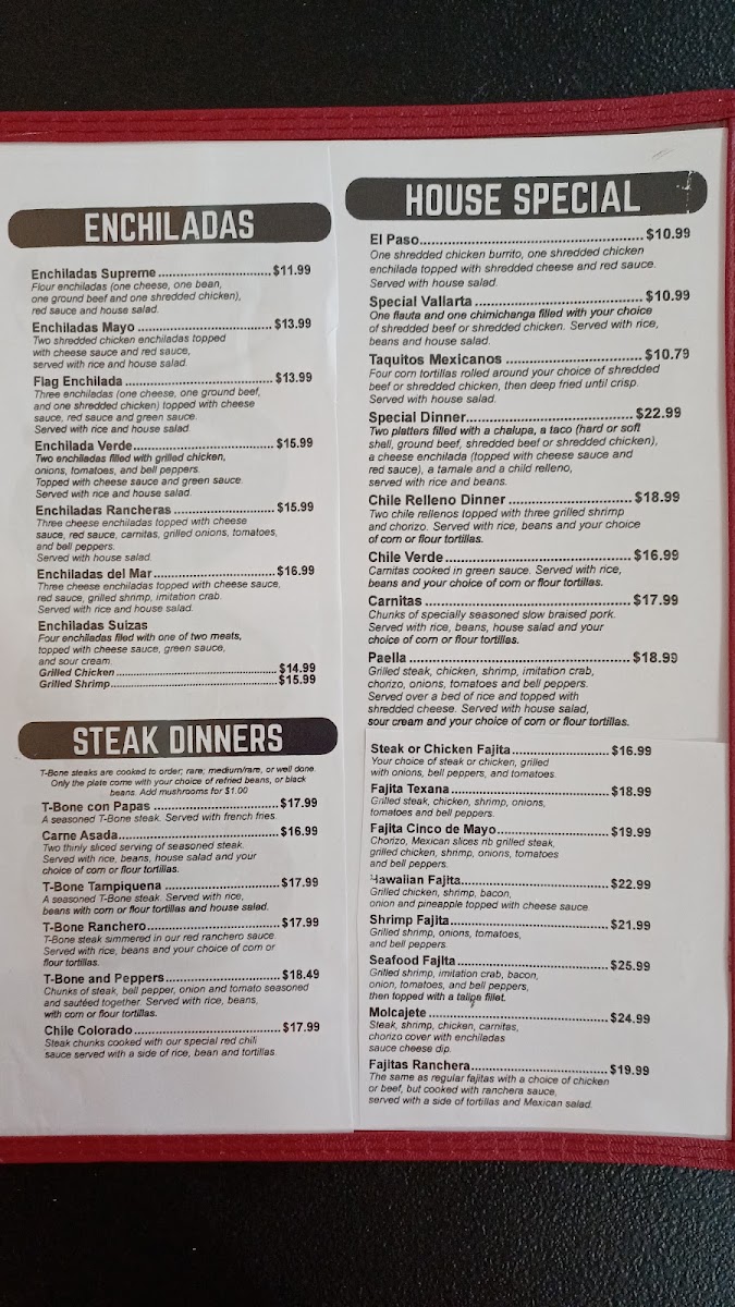 Las Trancas Express menu board