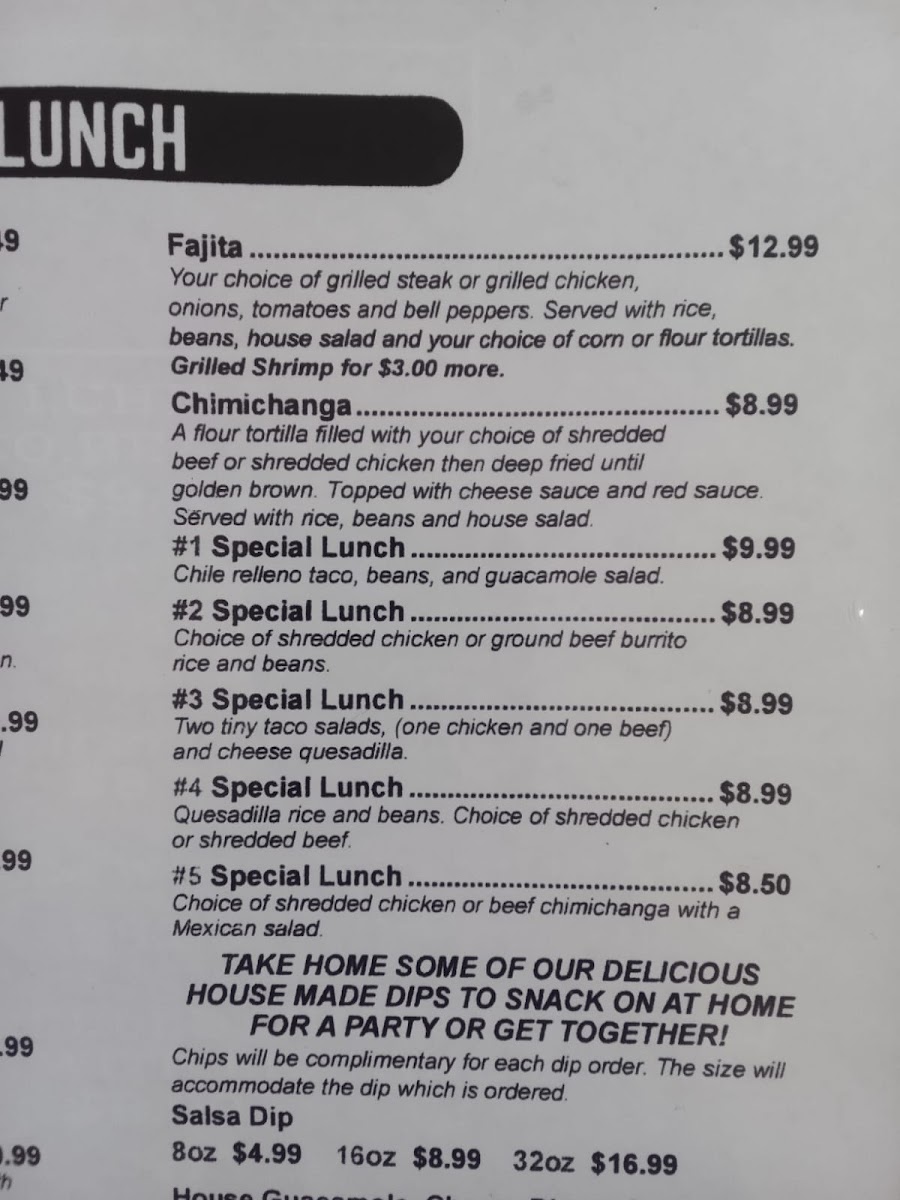 Las Trancas Express menu board