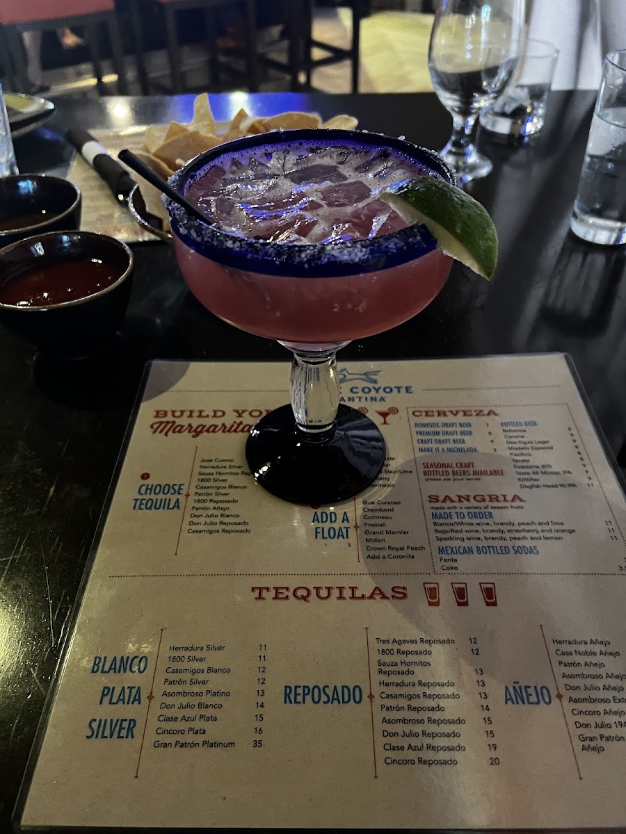 Blue Coyote Cantina menu board