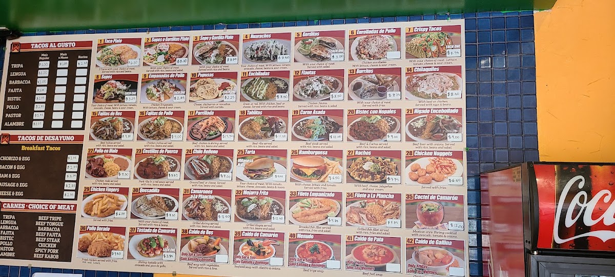 Taqueria El Paso (Antique Crazy Tacos) menu board