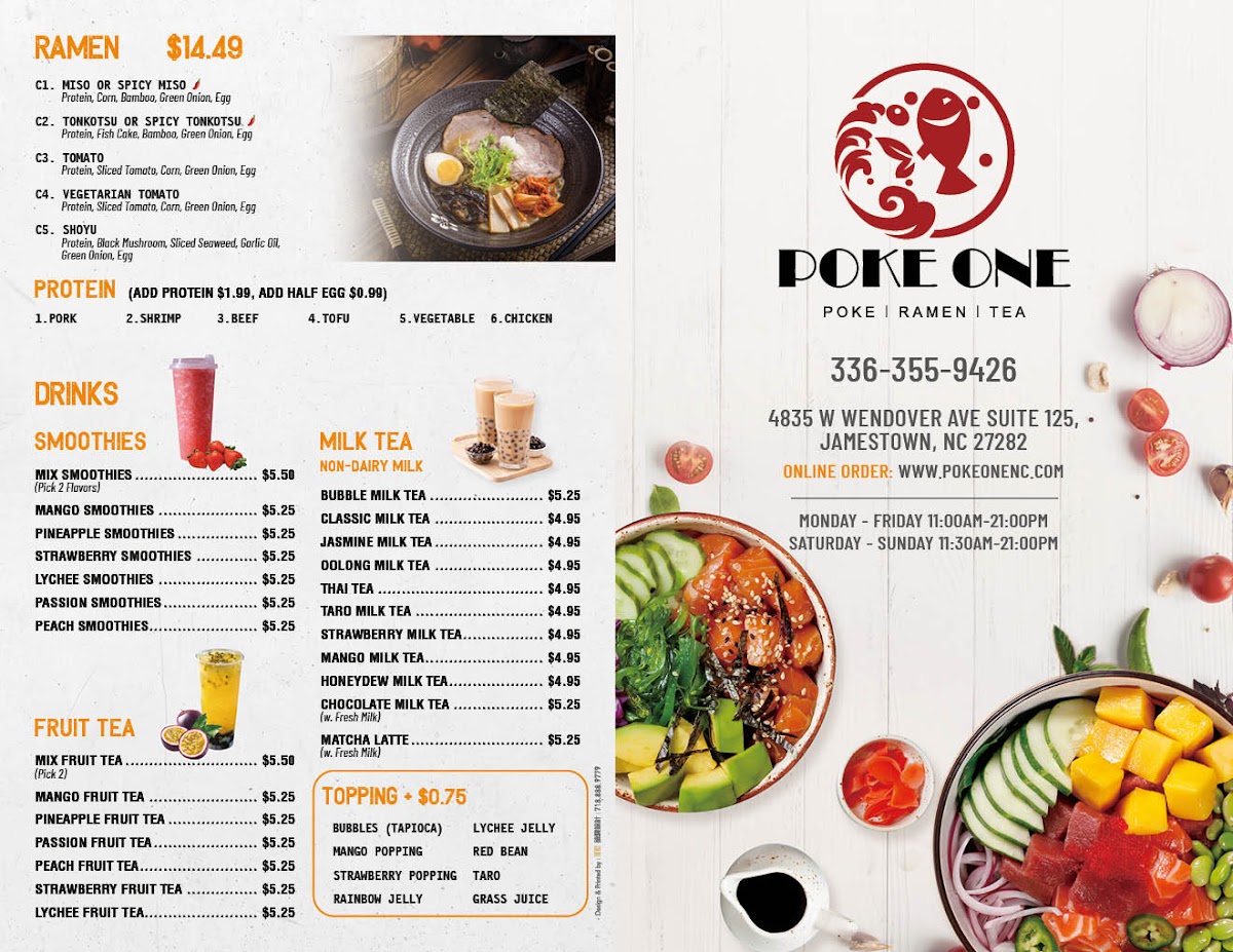 Poke one menu board