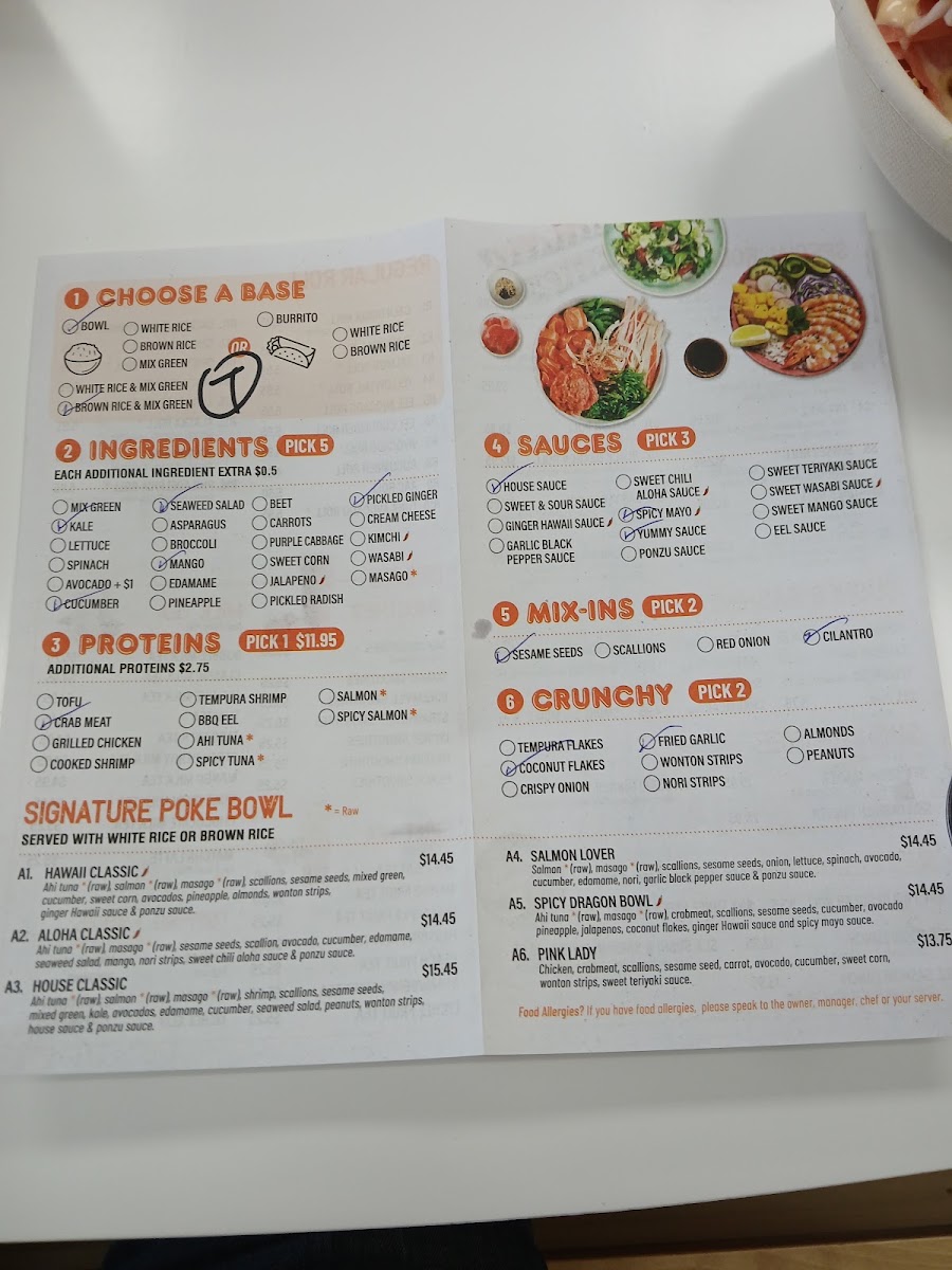 Poke one menu board
