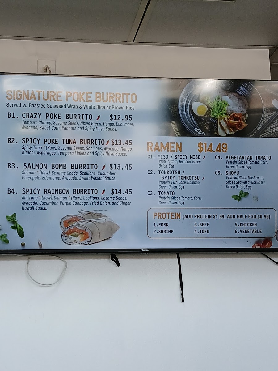 Poke one menu board
