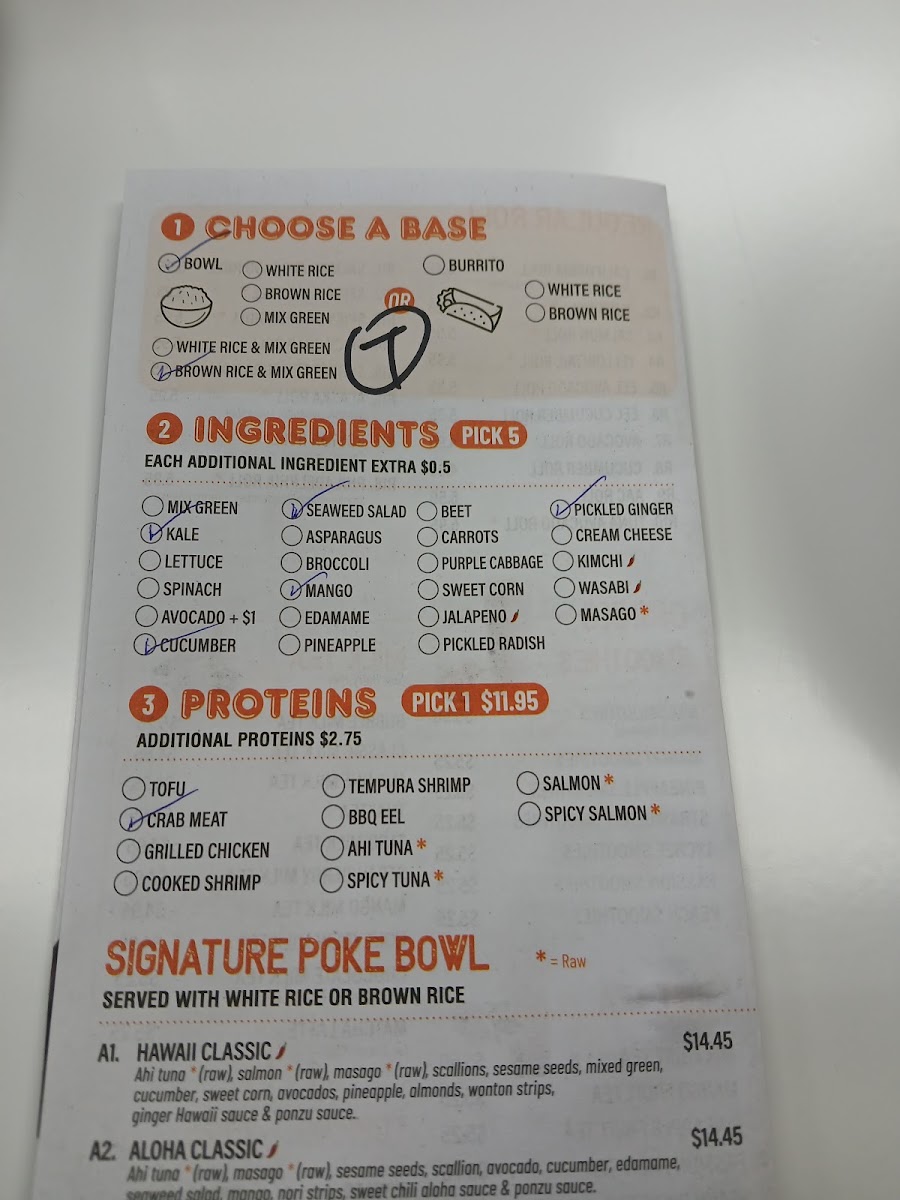 Poke one menu board