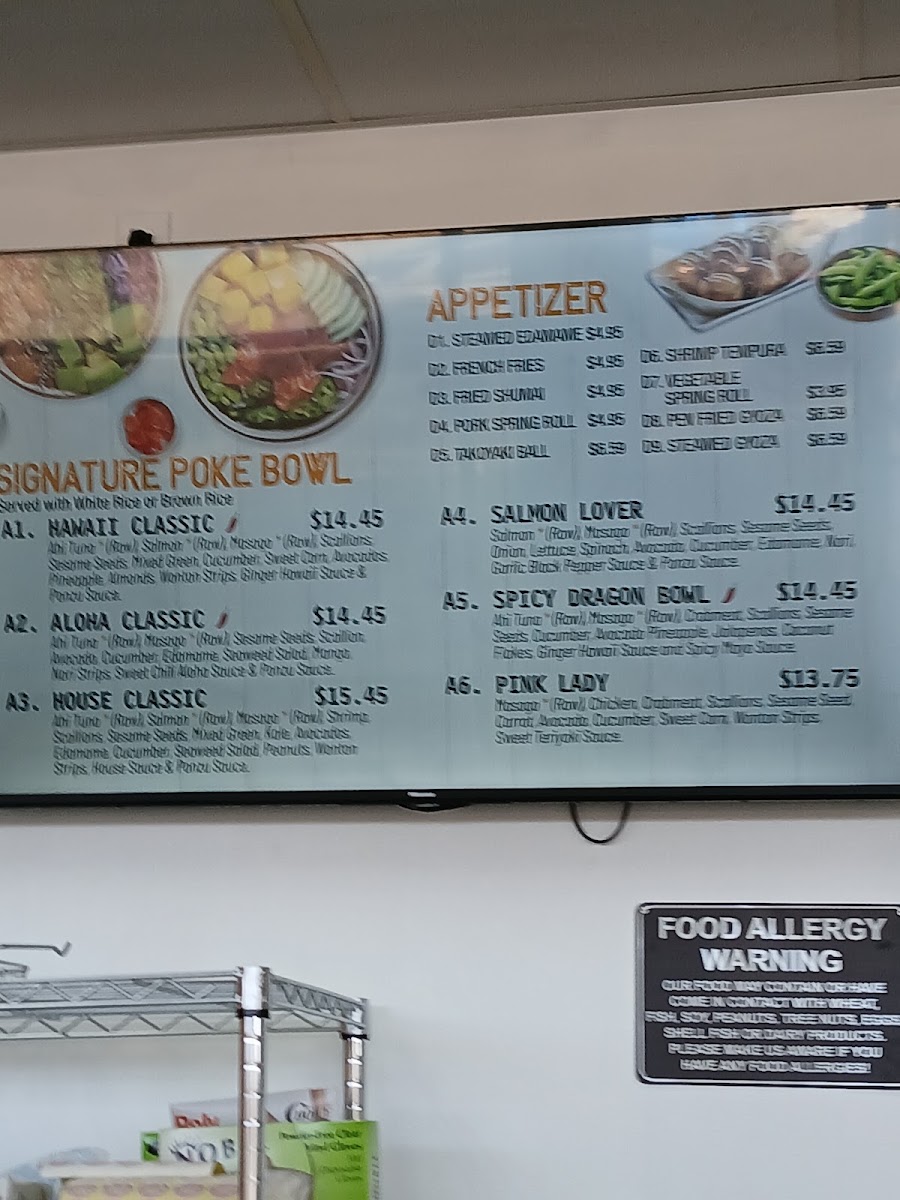 Poke one menu board