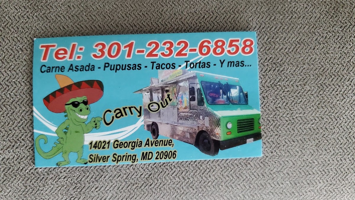 Pupuseria Y Taqueria Josue menu board