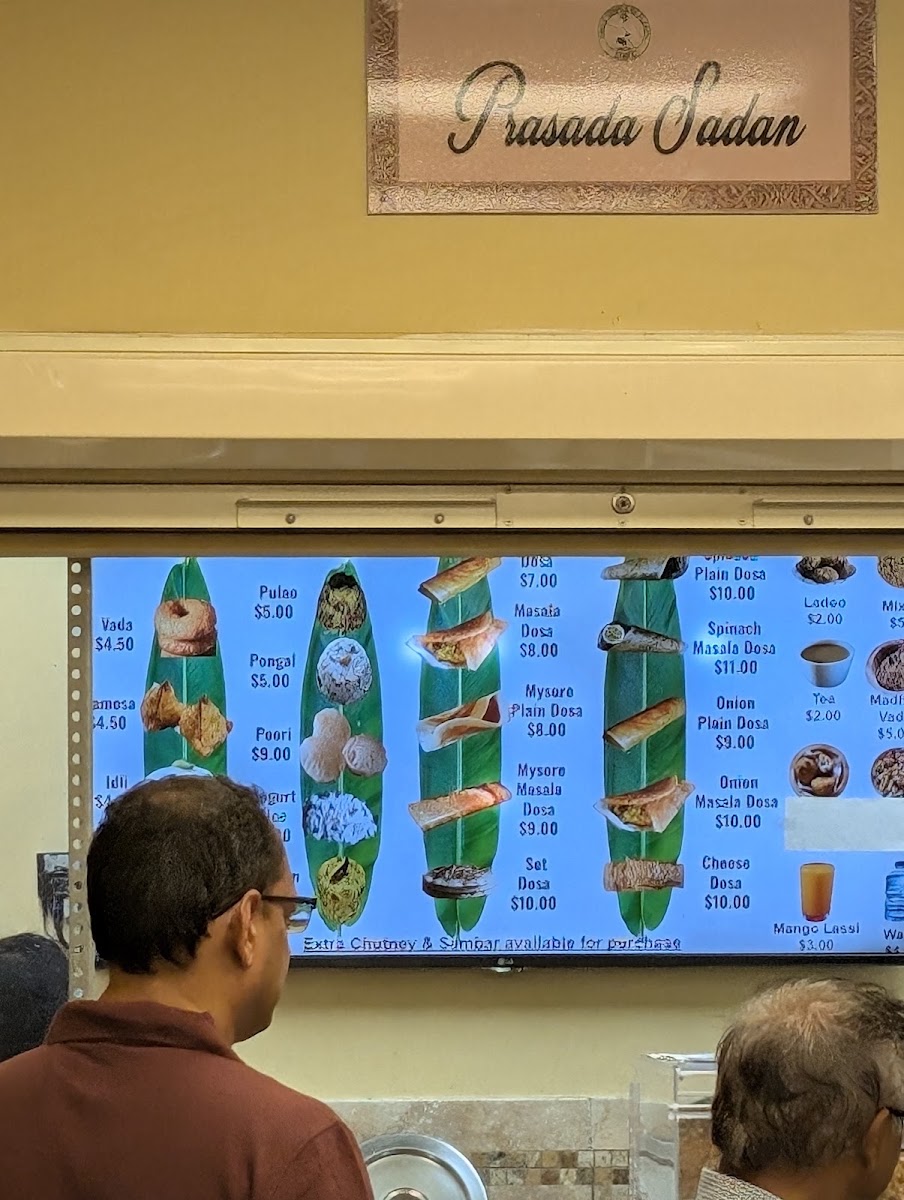 Prasad Sadan menu board