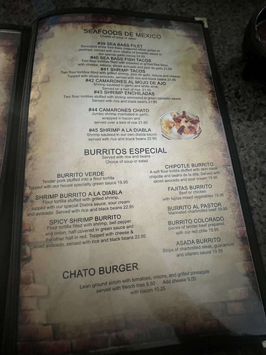 Don Chato Mexican Restaurant menu board
