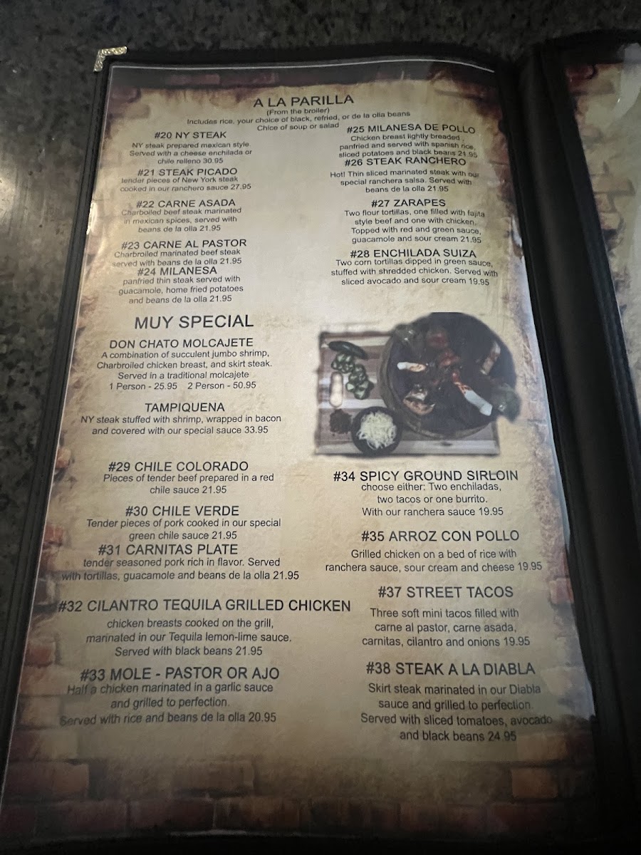 Don Chato Mexican Restaurant menu board