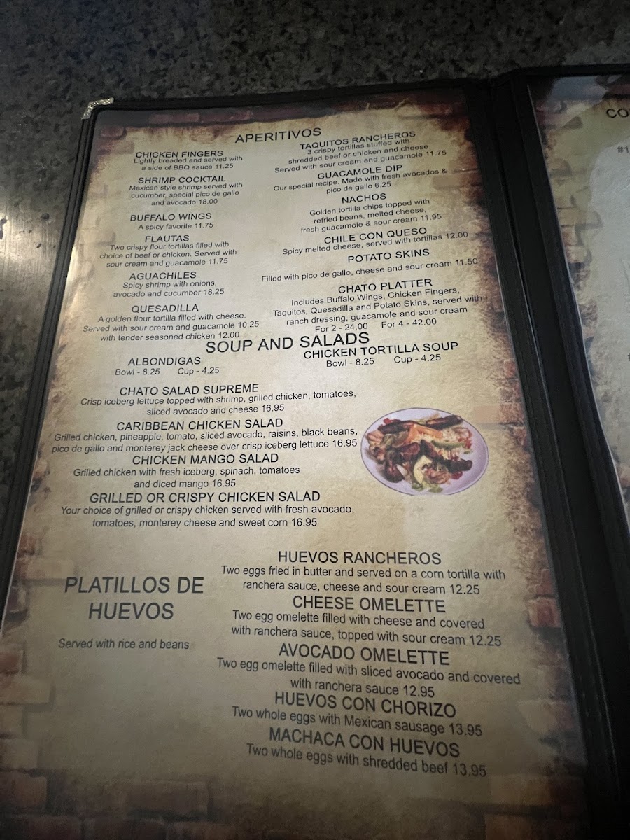 Don Chato Mexican Restaurant menu board