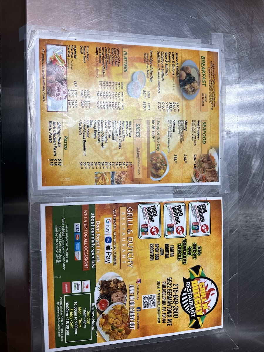 Grill 'N' Dutchy menu board