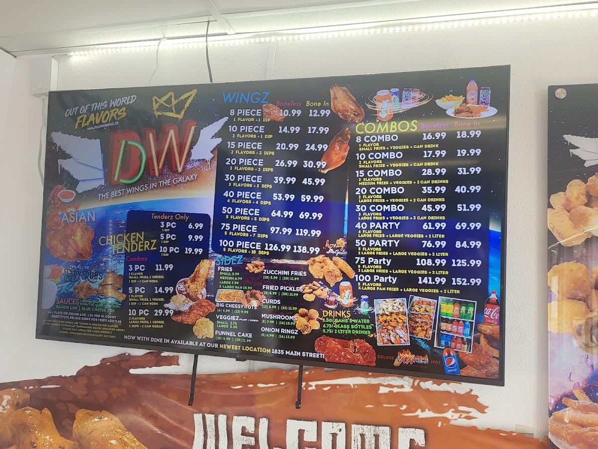 Deluxe Wingz menu board