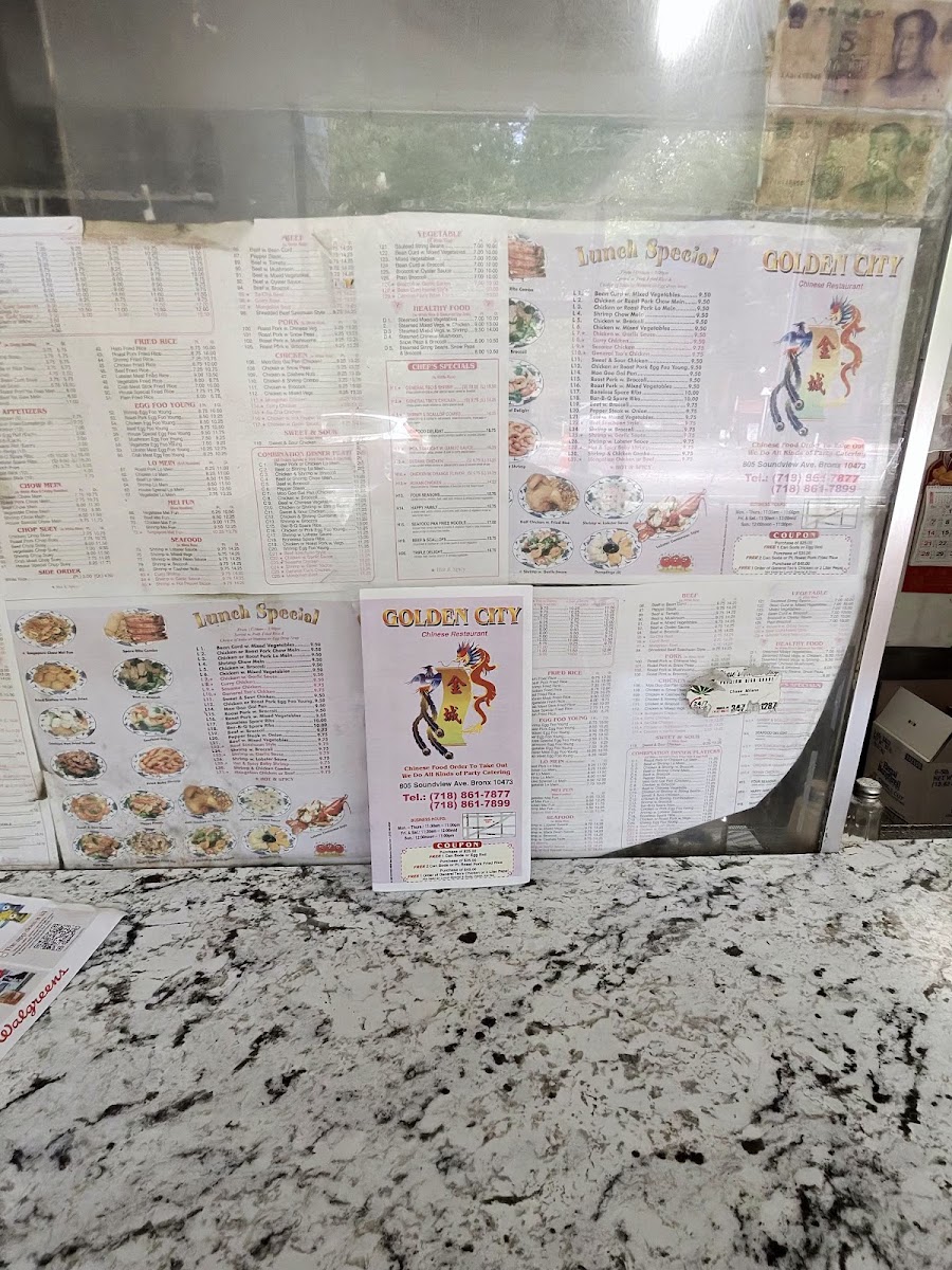 Golden City menu board