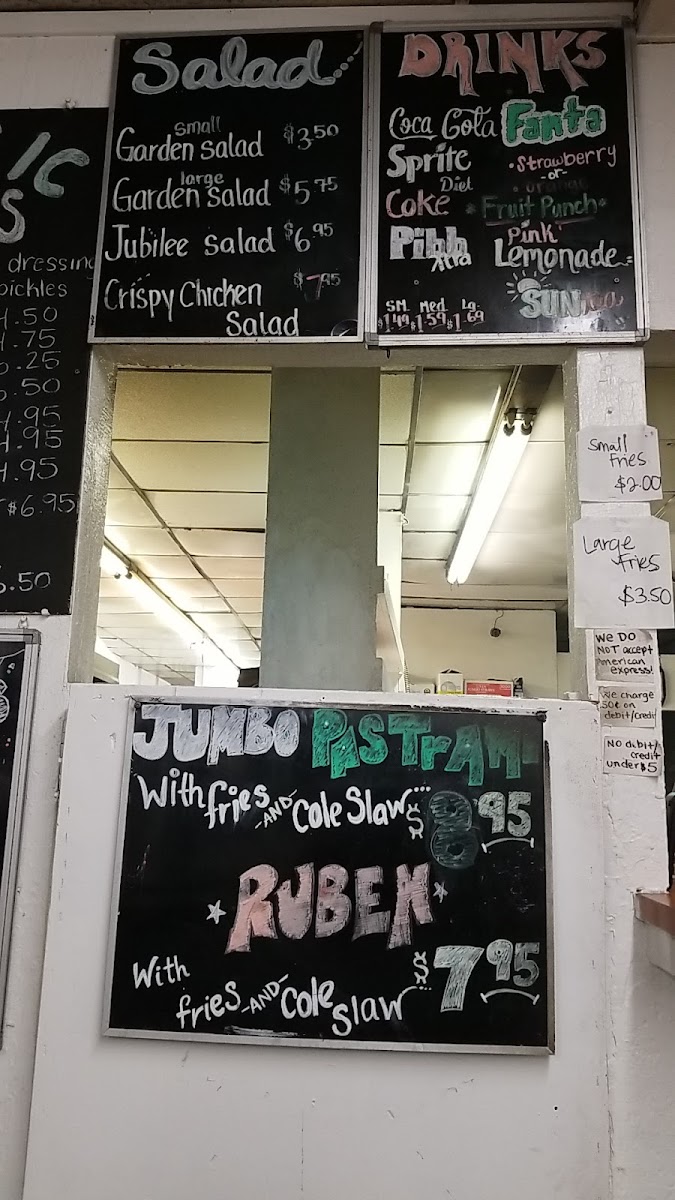 Marcia's Long Wongs menu board