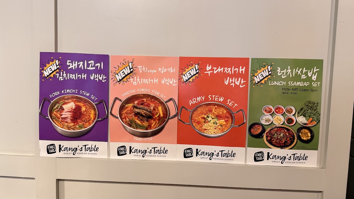 Kang's Table menu board