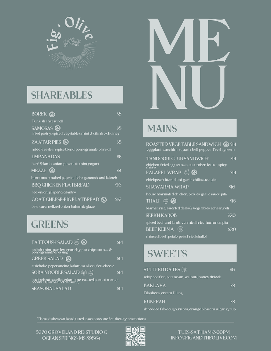 By The Fig & The Olive menu board