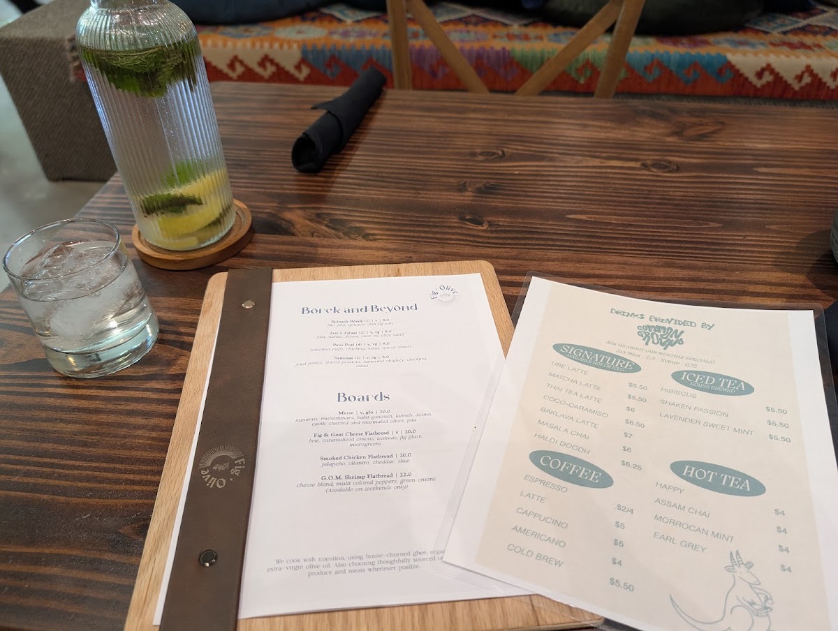 By The Fig & The Olive menu board