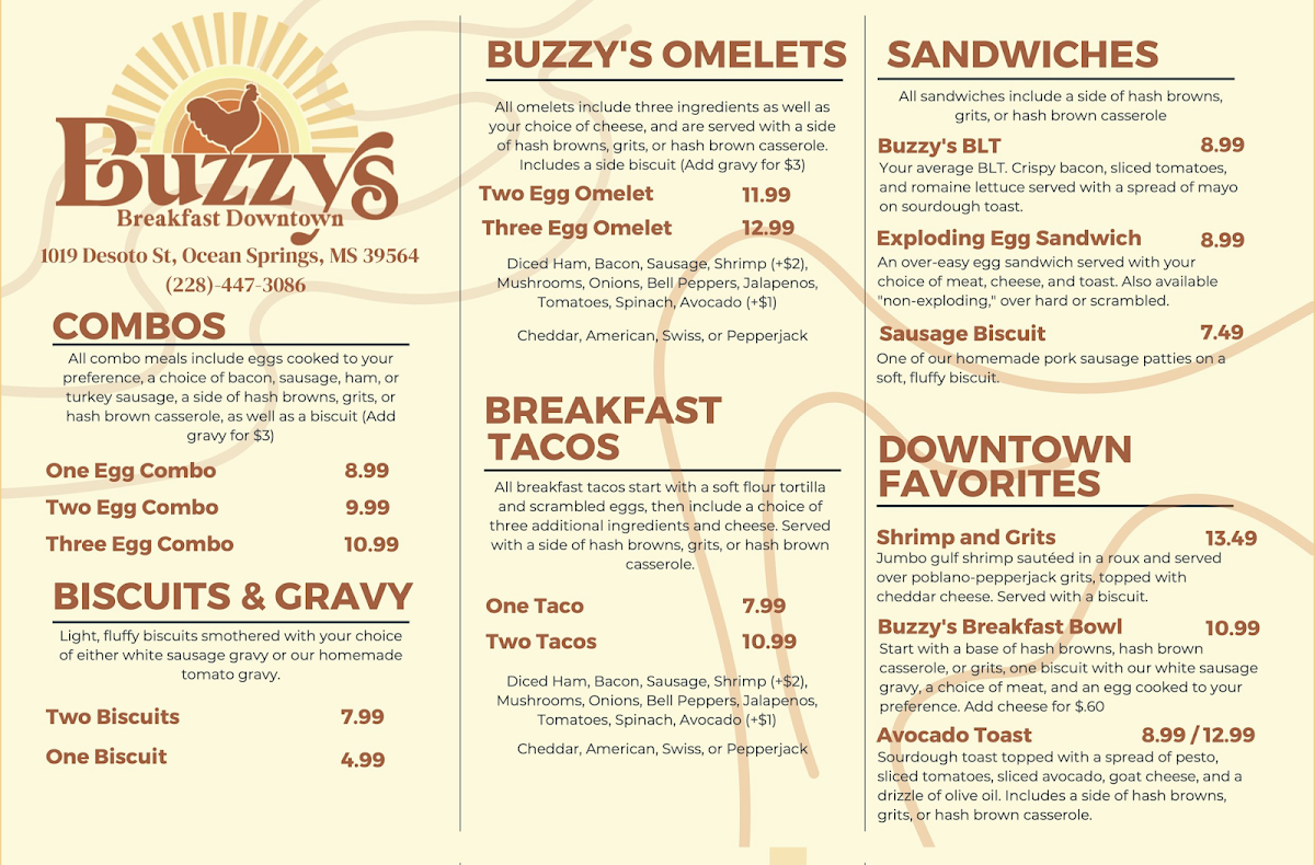 Buzzy's Breakfast Midtown menu board