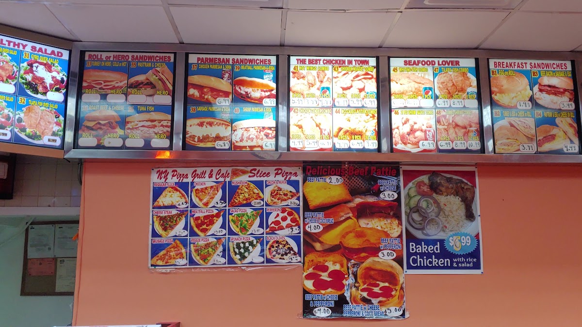 Ny Pizza Grill Cafe menu board