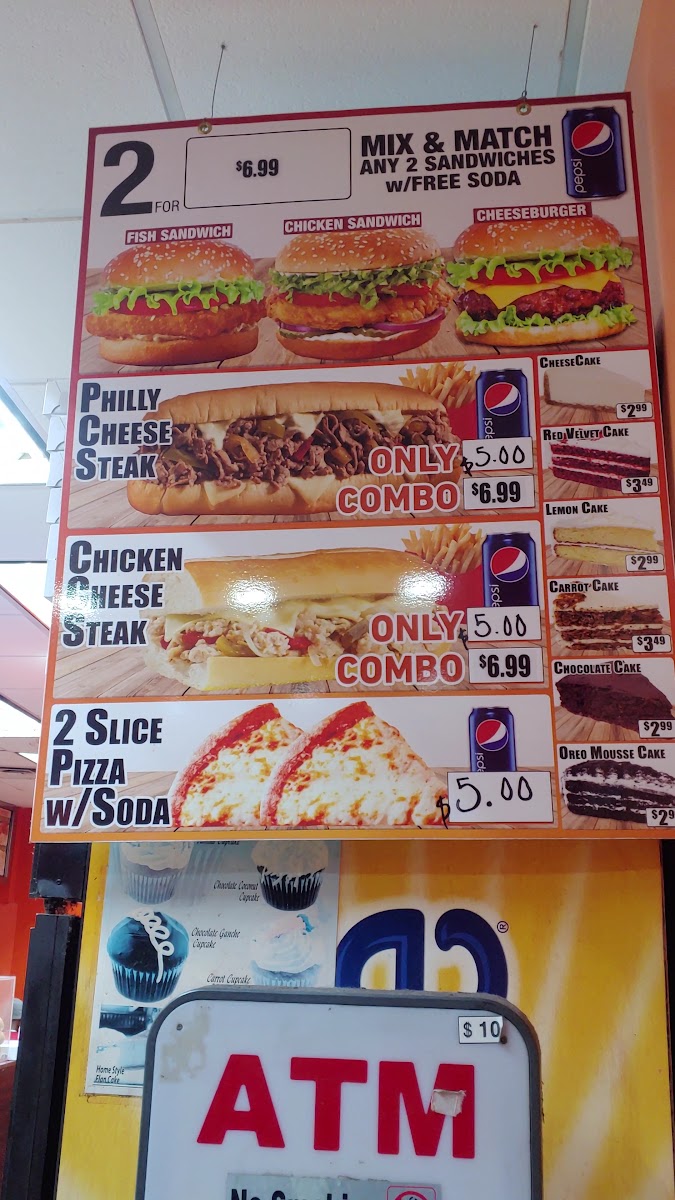 Ny Pizza Grill Cafe menu board