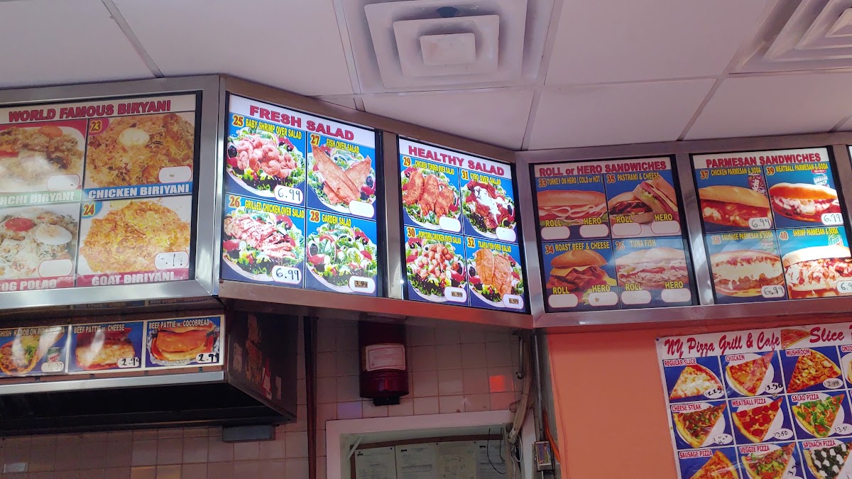 Ny Pizza Grill Cafe menu board