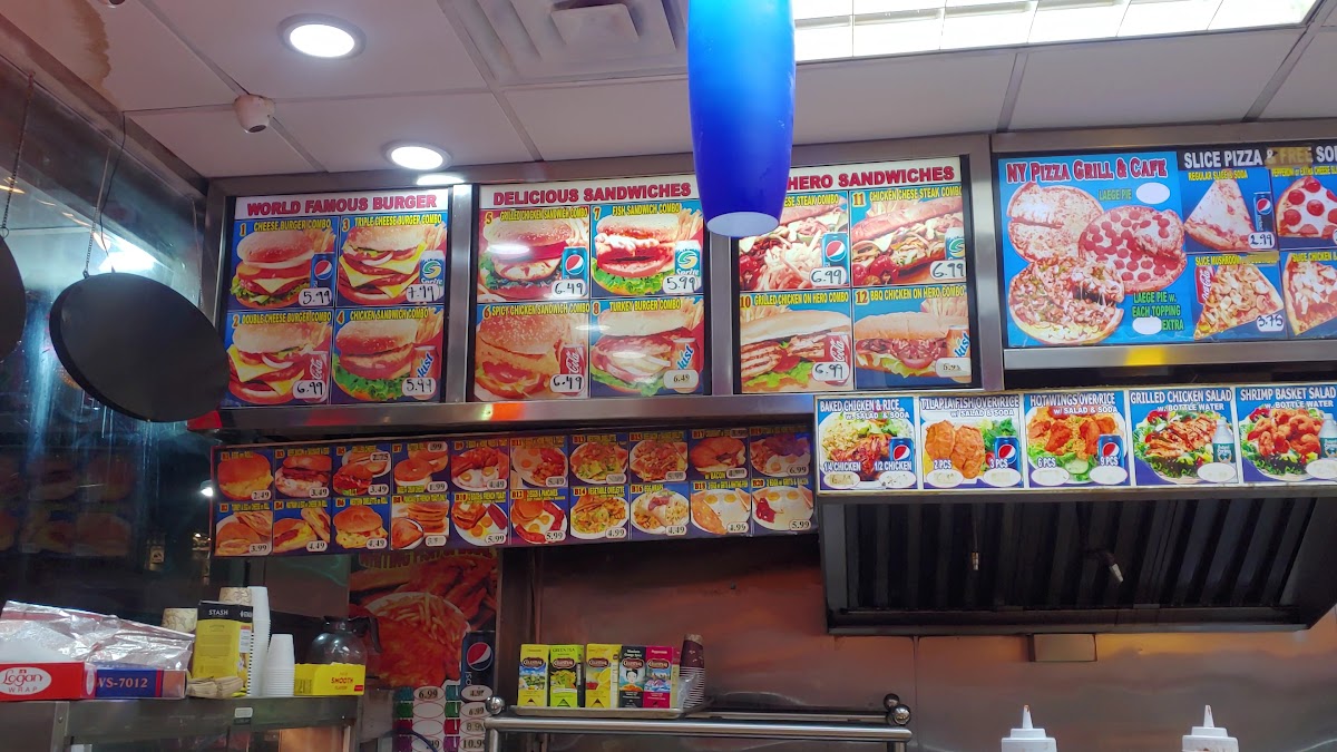 Ny Pizza Grill Cafe menu board