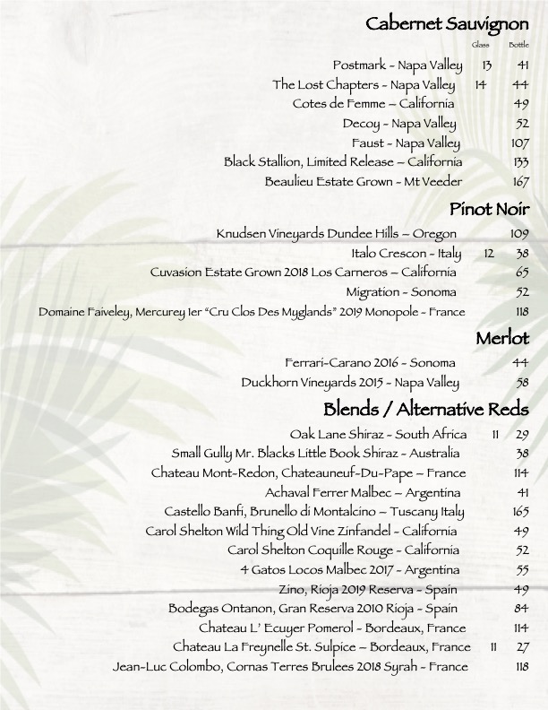 Sassy Chophouse + Cocktails menu board