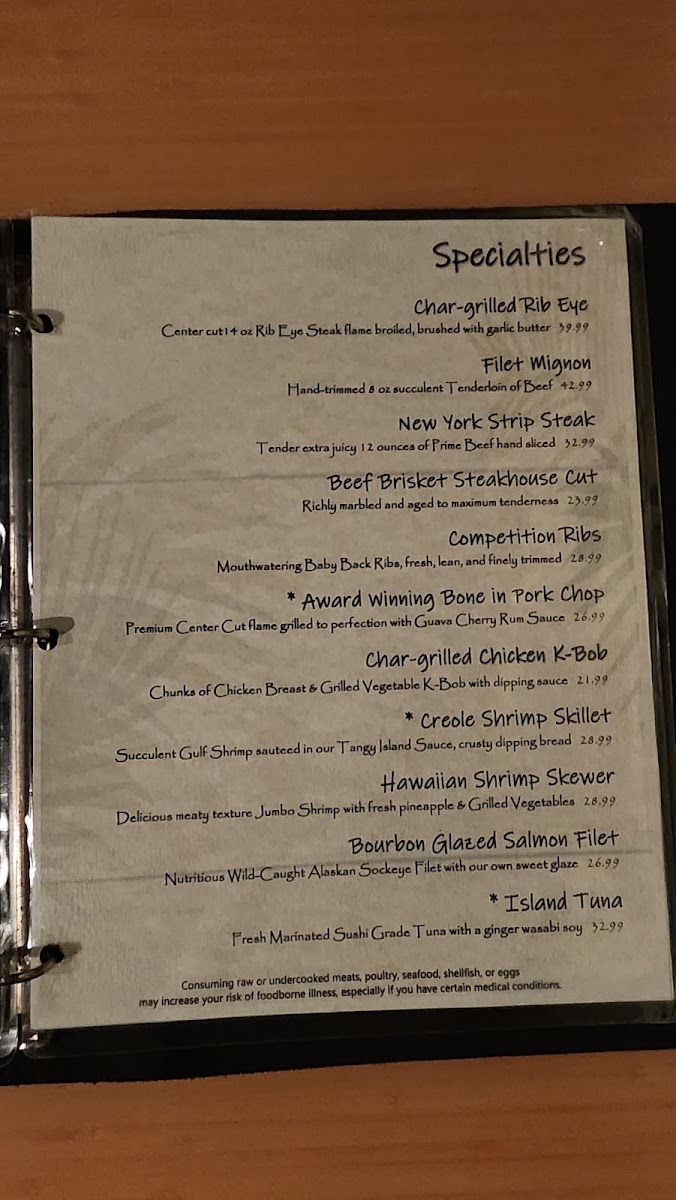 Sassy Chophouse + Cocktails menu board