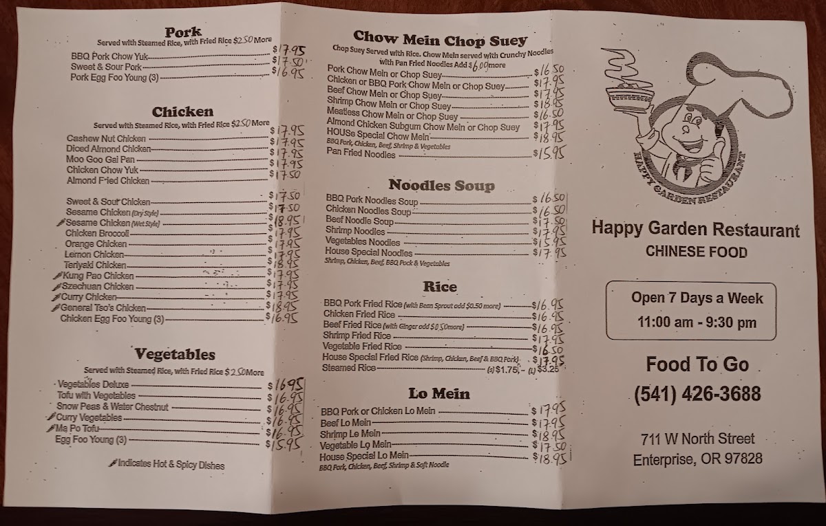 Happy Garden | Chinese menu board