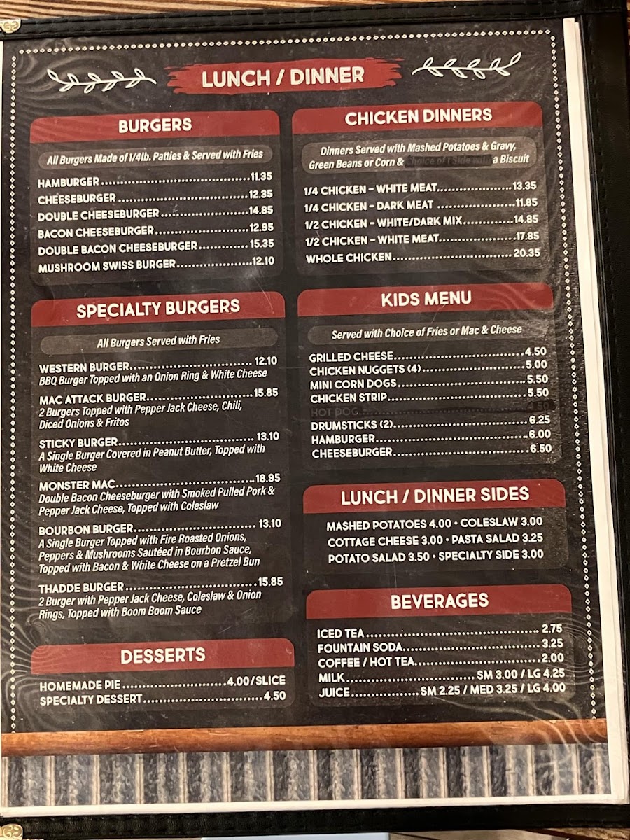 Mac's Diner menu board