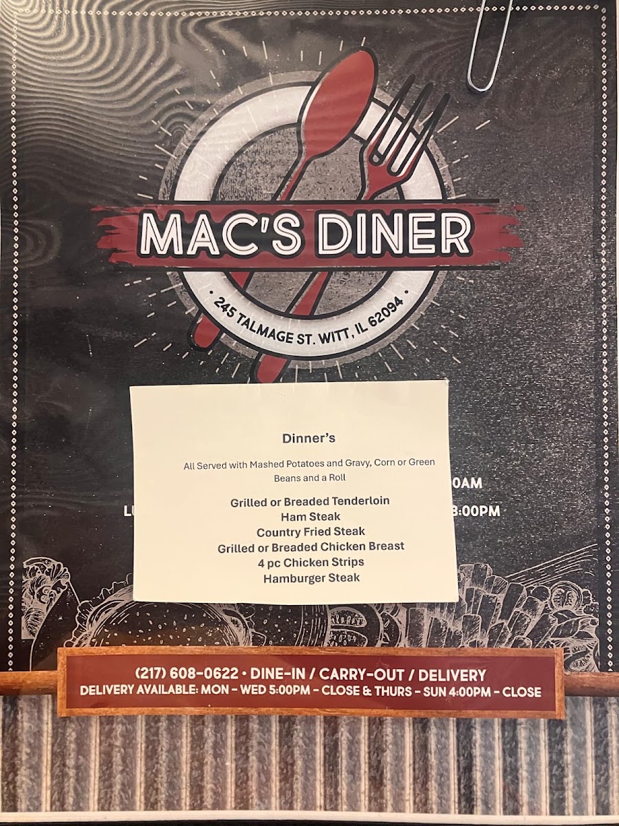 Mac's Diner menu board