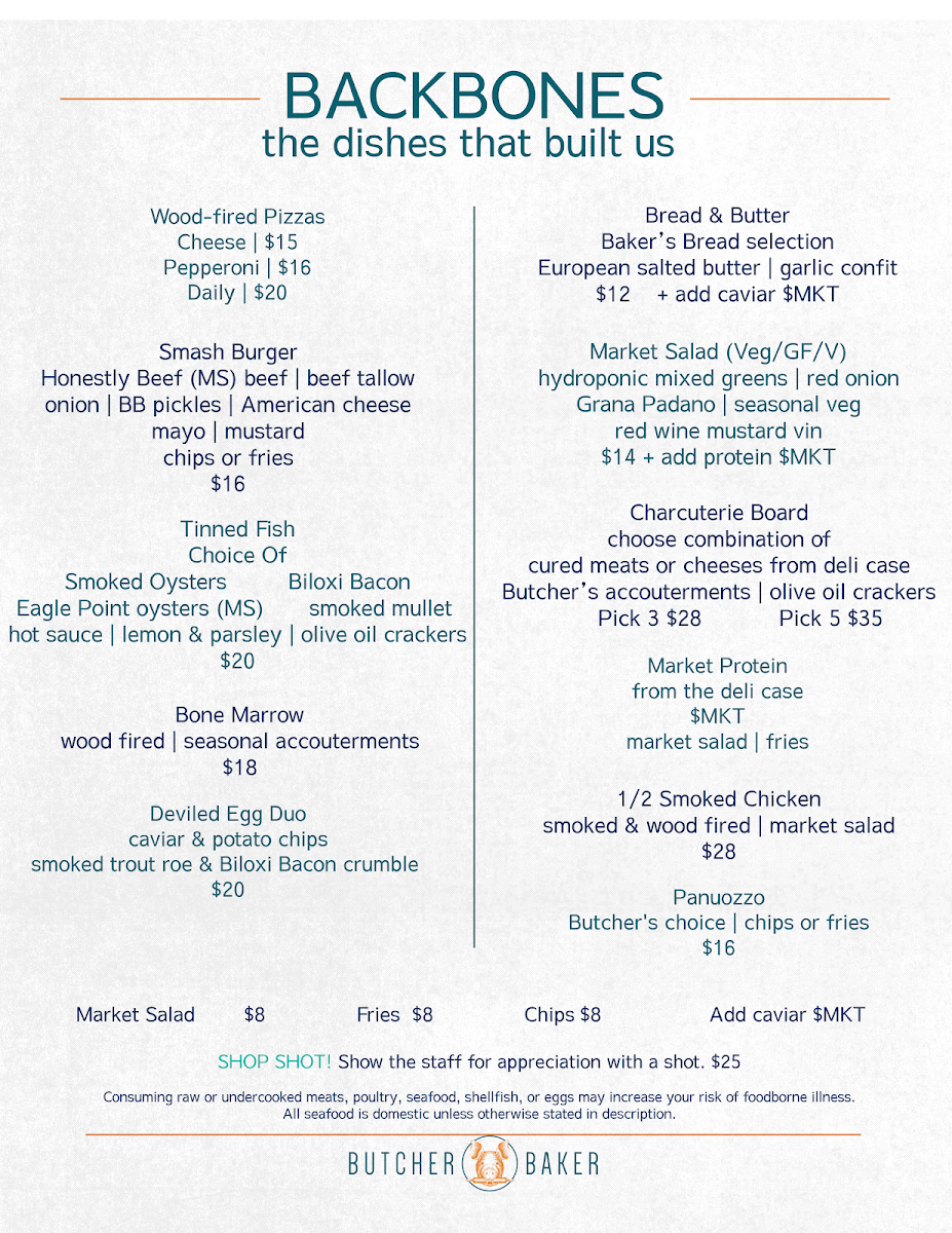 Butcher Baker menu board