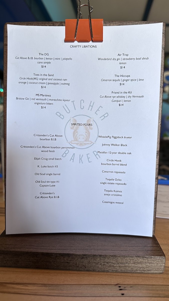 Butcher Baker menu board