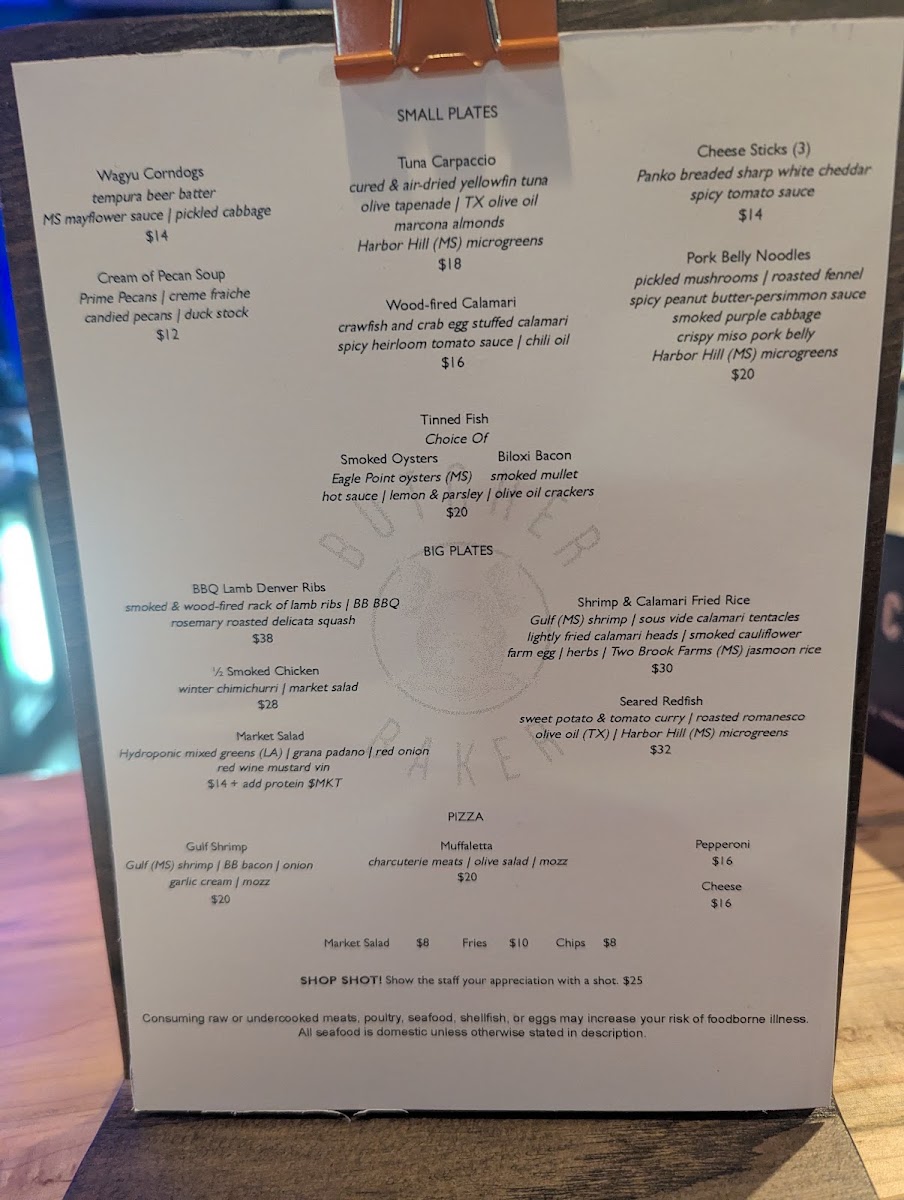 Butcher Baker menu board
