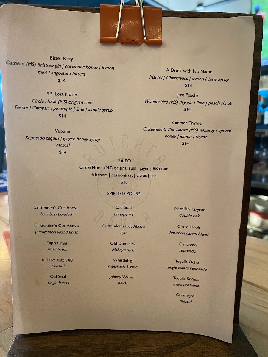 Butcher Baker menu board