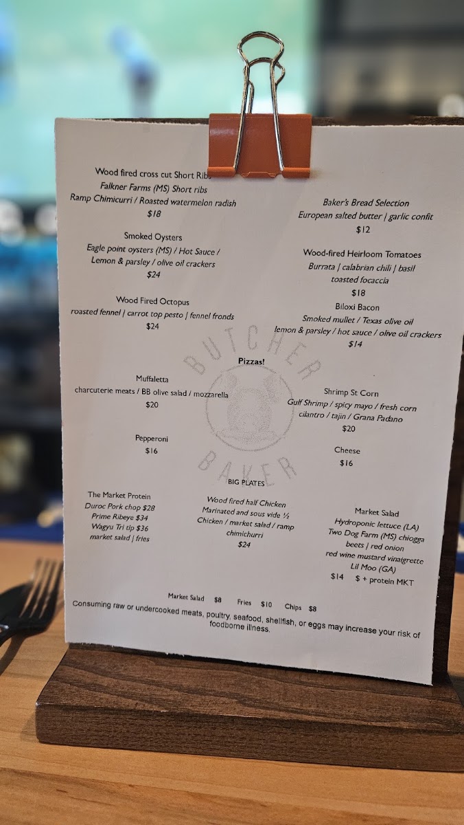 Butcher Baker menu board