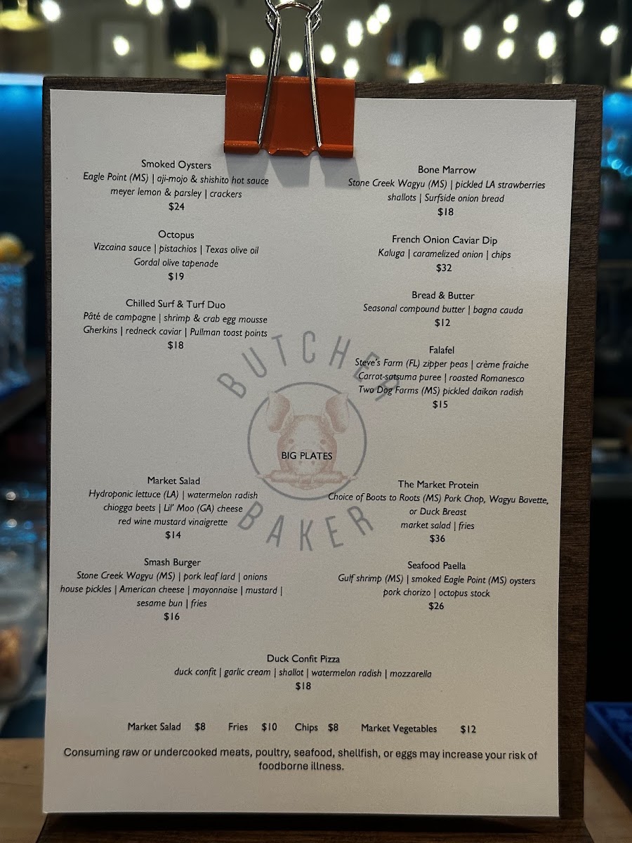 Butcher Baker menu board