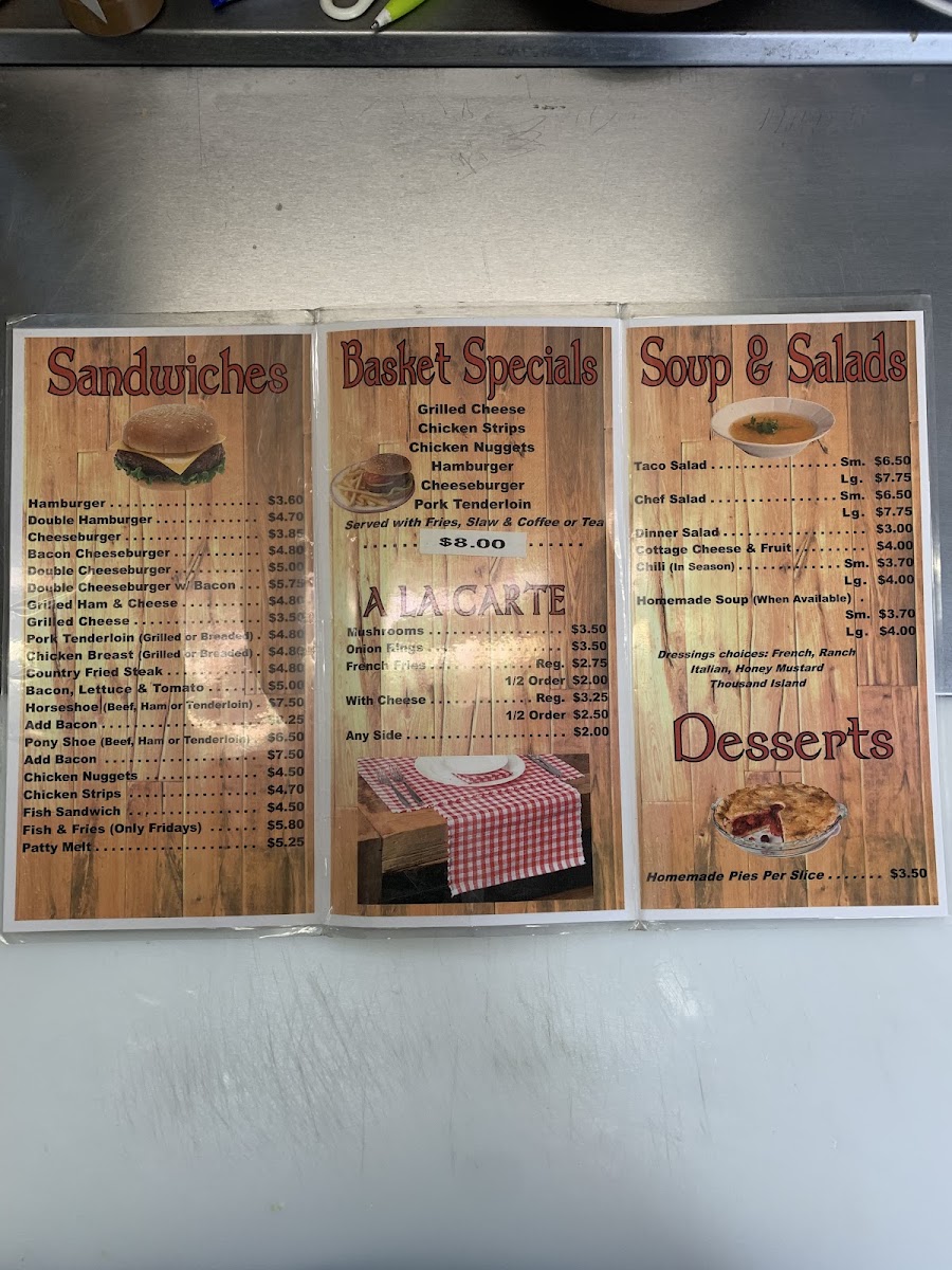Grandma's Kitchen menu board