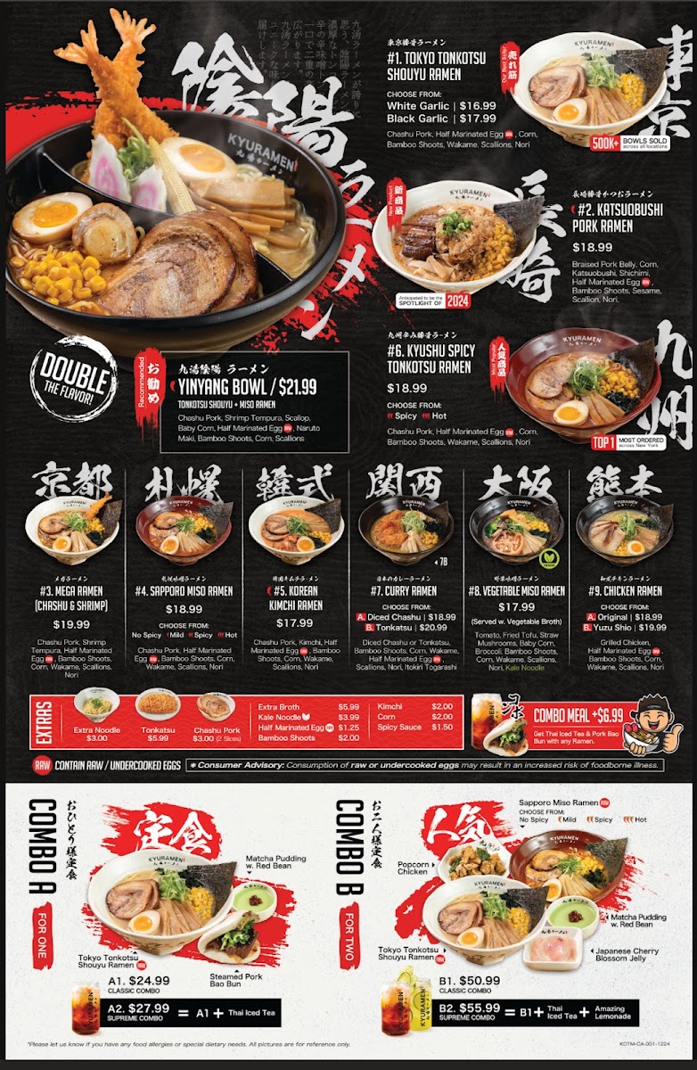 Kyuramen x TBaar - Arcadia menu board