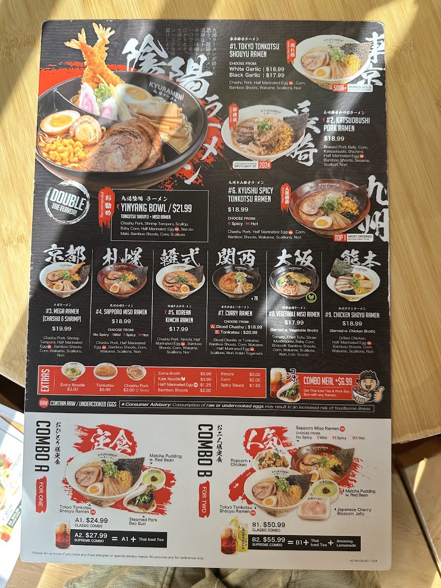 Kyuramen x TBaar - Arcadia menu board